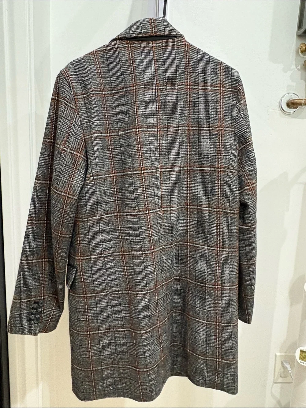 INC International Concepts Gray Plaid Peacoat
